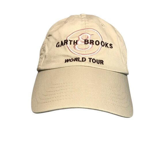 Garth Brooks Hat World Tour 2014 Country Music Tan with Pink Cap Hook & Loop OS - Picture 1 of 8
